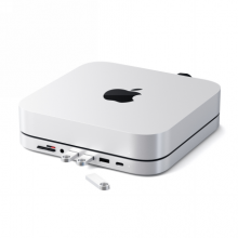 Satechi Aluminum Hub - aluminiowa podstawka do Mac Mini z Hub USB-C (USB-C, 3x USB-A, czytnik kart micro/SD, jack port) (silver)