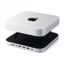 Satechi Aluminum Hub - aluminiowa podstawka do Mac Mini z Hub USB-C (USB-C, 3x USB-A, czytnik kart micro/SD, jack port) (silver)
