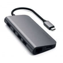 Satechi Type -C Multimedia Adapter - aluminiowy adapter multimedialny(USB-C PD, 3x USB-A, HDMI 4K, czytnik kart micro/SD, mini D