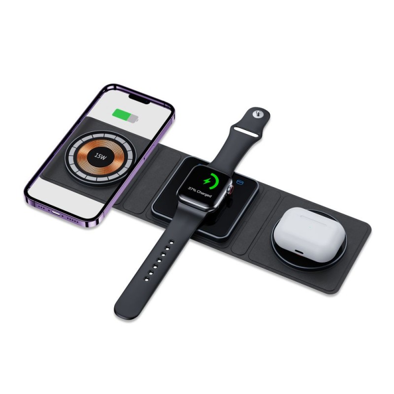 TECH-PROTECT QI15W-A31 3IN1 MAGNETIC MAGSAFE WIRELESS CHARGER BLACK