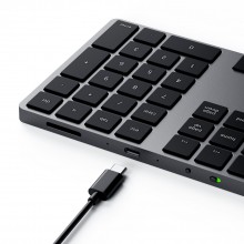 Satechi  Aluminium Extended Keypad - bezprzewodowa klawiatura numeryczna z wbudowanymi skrótami klawiszowymi Bluetooth (space gr