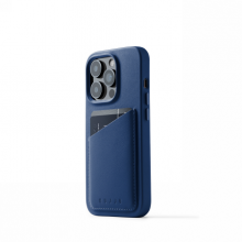 Mujjo Full Leather Wallet Case - etui skórzane do iPhone 14 Pro (monaco blue)