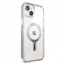 Speck Presidio Perfect-Clear Grip ClickLock & MagSafe - Etui iPhone 15 Plus / iPhone 14 Plus (Clear / Chrome Finish / Serene Sil