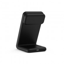 Crong MagSpot Pivot Stand - Ładowarka bezprzewodowa 3w1 z MagSafe do iPhone, Apple Watch i AirPods (czarny)