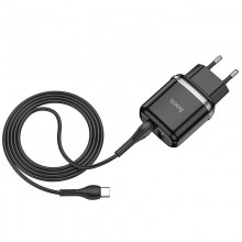 HOCO N4 ASPIRING NETWORK CHARGER + TYPE-C CABLE BLACK