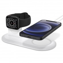 SPIGEN MAGFIT DUO APPLE MAGSAFE & APPLE WATCH CHARGER STAND WHITE