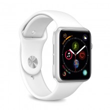 PURO ICON - Elastyczny pasek sportowy do Apple Watch 42 / 44 mm (S/M & M/L) (biały)