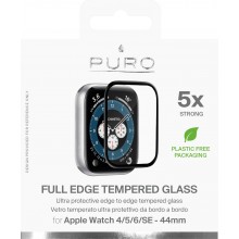 PURO Full Edge Tempered Glass - Szkło ochronne hartowane na ekran Apple Watch 4/5/6/SE 44 mm (czarna ramka)