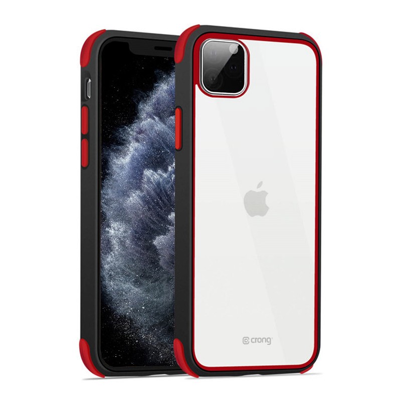 Crong Trace Clear Cover - Etui iPhone 11 Pro (czarny/czerwony)