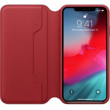 Apple Leather Folio - Skórzane etui iPhone Xs Max z kieszeniami na karty (czerwony) (PRODUCT)RED