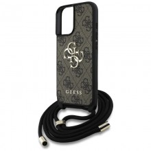 Guess 4G Big Logo Cord Strap Crossbody - Etui do iPhone 16 (brązowy)