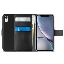 PURO Booklet Wallet Case - Etui iPhone XR z kieszeniami na karty + stand up (czarny)