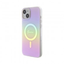 Guess IML Iridescent MagSafe - Etui iPhone 15 Plus (różowy)