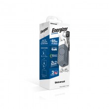 Energizer Ultimate - Ładowarka sieciowa podróżna Multiplug EU / UK / US GaN USB-C & USB-A 65W PD (Srebrny)