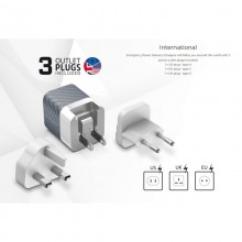 Energizer Ultimate - Ładowarka sieciowa podróżna Multiplug EU / UK / US GaN USB-C & USB-A 38W PD + QC3.0 (Srebrny)