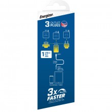 Energizer Ultimate - Ładowarka sieciowa podróżna Multiplug EU / UK / US GaN USB-C 20W PD (Złoty)