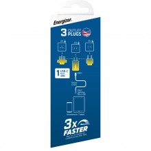 Energizer Ultimate - Ładowarka sieciowa podróżna Multiplug EU / UK / US GaN USB-C 20W PD (Srebrny)