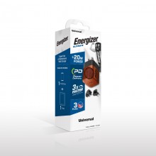 Energizer Ultimate - Ładowarka sieciowa podróżna Multiplug EU / UK / US GaN USB-C 20W PD (Walnut burl)