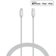 Kanex DuraBraid - Kabel połączeniowy USB-C (Power Delivery) na Lightning certyfikat MFi 1,2 m (Silver)