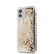 Guess Liquid Glitter Charms - Etui iPhone 12 Mini (złoty)