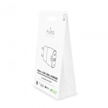 PURO White Mini Fast Travel Charger - Ładowarka sieciowa USB-A + USB-C Power Delivery 20W (biały)