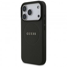 Guess Grained Ring MagSafe - Etui iPhone 17 Pro (czarny)