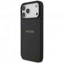 Guess Grained Ring MagSafe - Etui iPhone 17 Pro Max (czarny)