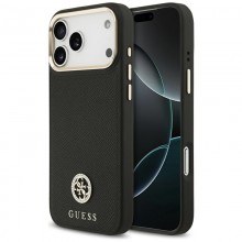 Guess Grained Strass Logo MagSafe - Etui iPhone 17 Pro Max (czarny)