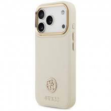 Guess Grained Strass Logo MagSafe - Etui iPhone 17 Pro (beżowy)