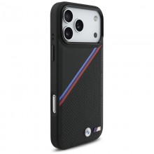 BMW M Tricolor Metal Logo MagSafe - Etui iPhone 17 Pro Max (czarny)