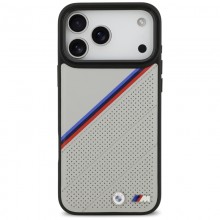 BMW M Tricolor Metal Logo MagSafe - Etui iPhone 17 Pro Max (szary)