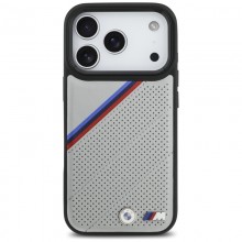 BMW M Tricolor Metal Logo MagSafe - Etui iPhone 17 Pro (szary)