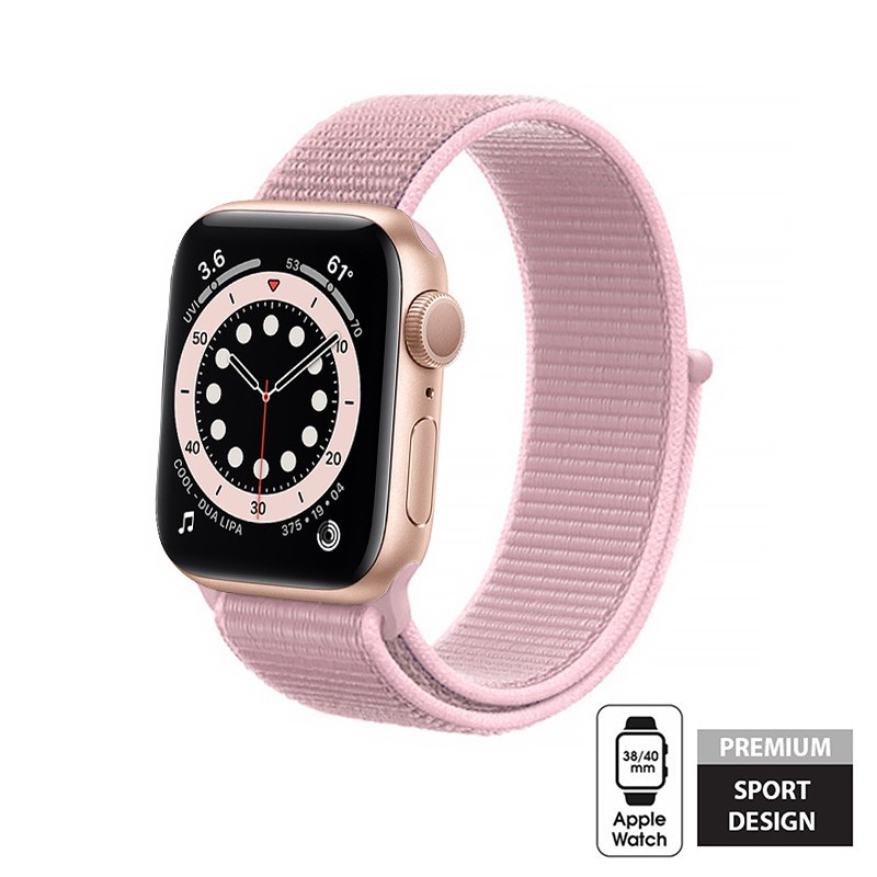 Crong Nylon - Pasek sportowy do Apple Watch 38/40mm (Powder Pink)