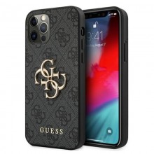 Guess 4G Big Metal Logo - Etui iPhone 12 Pro Max (szary)