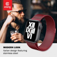 Crong Milano Steel – Pasek ze stali nierdzewnej do Apple Watch 38/40 mm (czerwony)