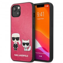 Karl Lagerfeld PU Leather Karl & Choupette Embossed - Etui iPhone 13 Mini (fuksja)