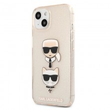 Karl Lagerfeld Glitter Karl & Choupette Head - Etui iPhone 13 mini (złoty)