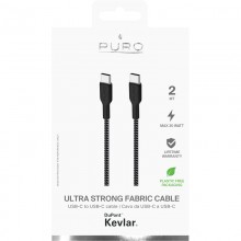 PURO Fabric Ultra Strong - Kabel w oplocie heavy duty USB-C/USB-C 2m (czarny)