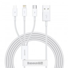 Baseus Superior Series - Kabel  połączeniowy USB-C do Lightning / USB-C / micro USB 3,5A 1,2m (biały)