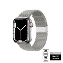 Crong Wave Band – Pleciony pasek do Apple Watch 42/44/45 mm (jasny szary)