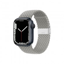Crong Wave Band – Pleciony pasek do Apple Watch 42/44/45 mm (jasny szary)