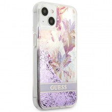 Guess Liquid Glitter Flower – Etui iPhone 13 fioletowy)