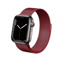 Crong Milano Steel – Pasek ze stali nierdzewnej do Apple Watch 42/44/45 mm (czerwony)
