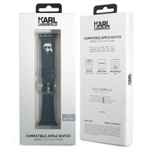 Karl Lagerfeld Saffiano Karl Head – Pasek do Apple Watch 38/40/41 mm (czarny)