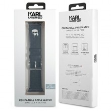 Karl Lagerfeld Saffiano Karl Head – Pasek do Apple Watch 42/44/45 mm (czarny)