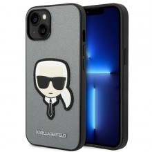 Karl Lagerfeld Saffiano Karl Head Patch Case – Etui iPhone 14 (srebrny)