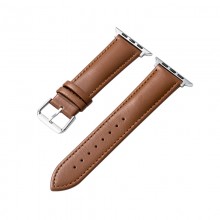 Crong Noble Band - Pasek z naturalnej skóry do Apple Watch 42/44/45/49 mm (Mokka)