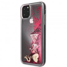 Guess Liquid Glitter Hearts - Etui iPhone 11 Pro Max (malinowy)