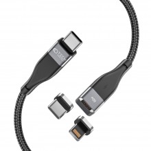 TECH-PROTECT ULTRABOOST 2IN1 MAGNETIC CABLE LIGHTNING & TYPE-C PD60W/3A 100CM BLACK