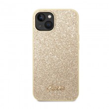 Guess Glitter Flakes Metal Logo Case – Etui iPhone 14 (złoty)